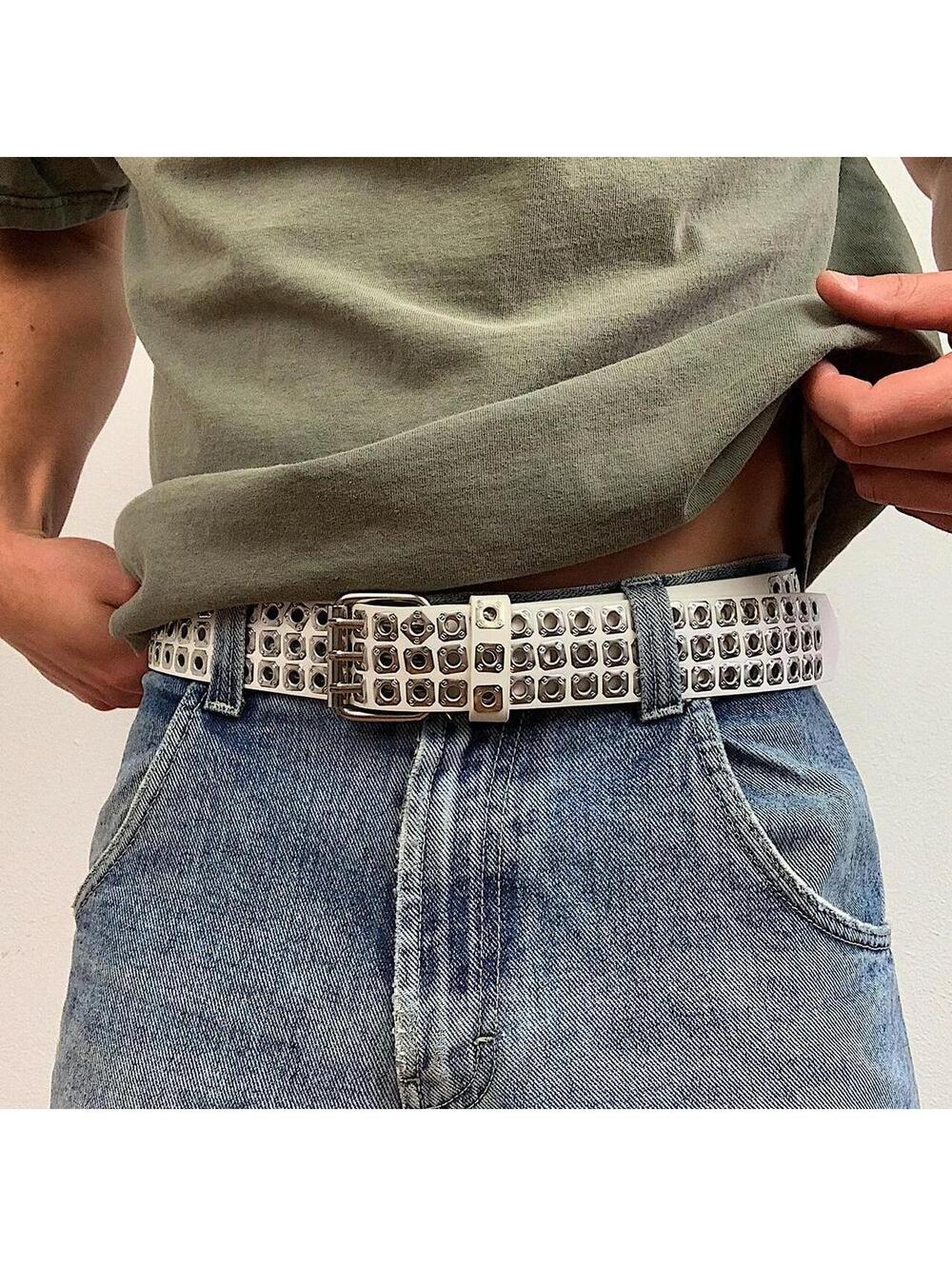 Cyber y2k 2000s style white and silver studded belt. Nice quality. 42 inches